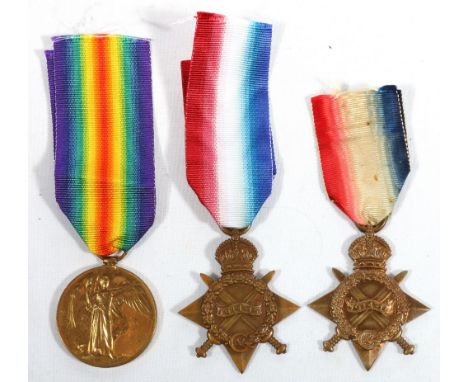 WWI 1914-15 Star to 13707 Pte Forbes R Scots with copy papers and WWI victory medal and Star to Capt JMJ Smith RE (reissue)