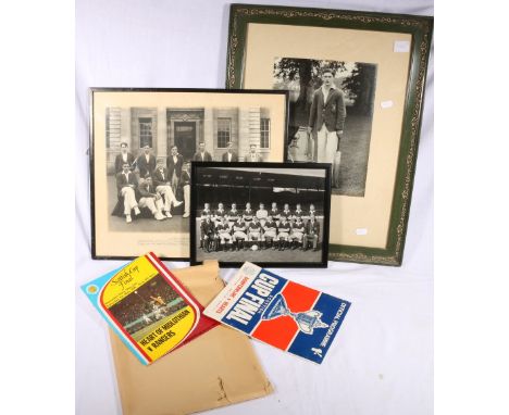 Cricket interest, photograph of Merchiston  Castle XI 1937 another of full portrait length of the Captain W Q Ballantyne, fra