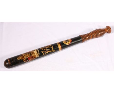 Victorian truncheon bearing crowned V R cypher, F impressed in band and 38 in cartouche having ribbed handle