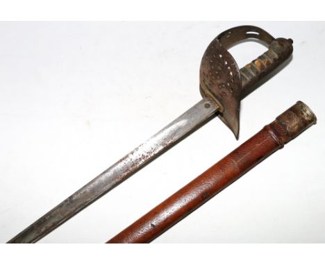 British Infantry Officer's sword pattern 1897 having etched fullered straight blade with ricasso marked Hamburger Rogers & Co
