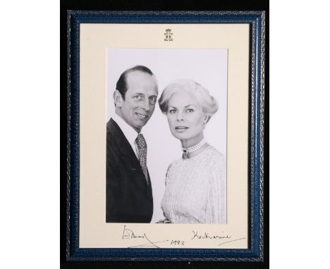 Prince Edward and Katherine, The Duke and Duchess of Kent
signed presentation portrait photograph, signed 'Edward 1983 Kather