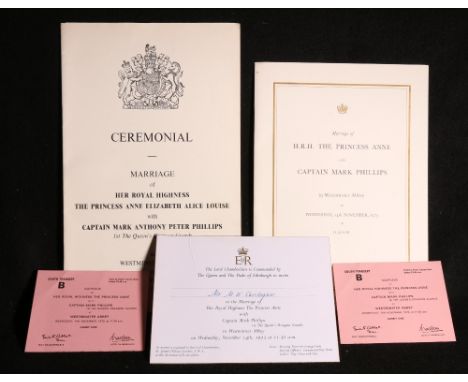 Marriage of HRH The Princess Anne with Captain Mark Philips
two copies of ceremonial programme, two copies of order of servic