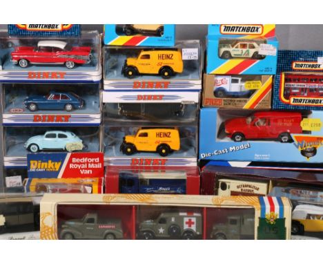 Collection of around 50 boxed die cast vehicles including Matchbox Dinky collection (8), Solido (10), Burago, Lledo, etc
