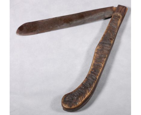 Unusual horn-handled folding machete, 61cm long.