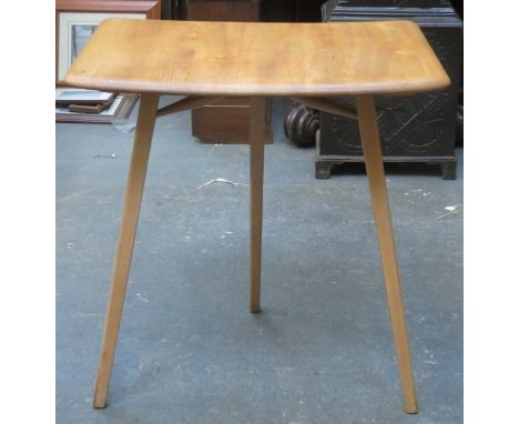 Ercol mid 20th century light oak three legged dining table extension leaf. Approx. 71cm H x 68.5cm W x 47cm D 