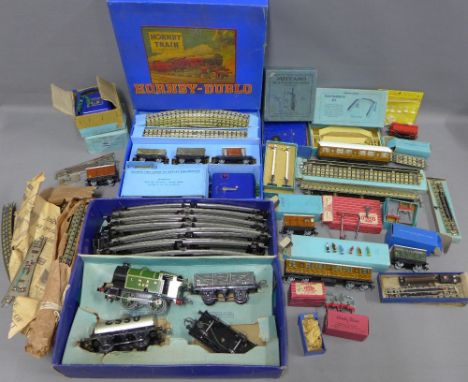 Collection of vintage Hornby Dublo station accessories, rolling stock and carriages etc together with a selection of track et