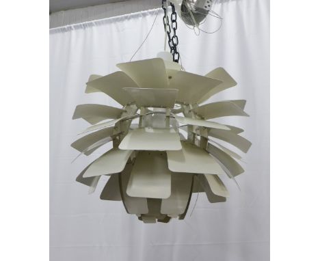 After Poul Henningsen  (1894-1967) an Artichoke Lamp with white coated metal layers. 