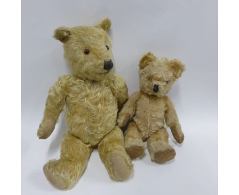 Two vintage blonde fur teddy bears, 50cm (2) 