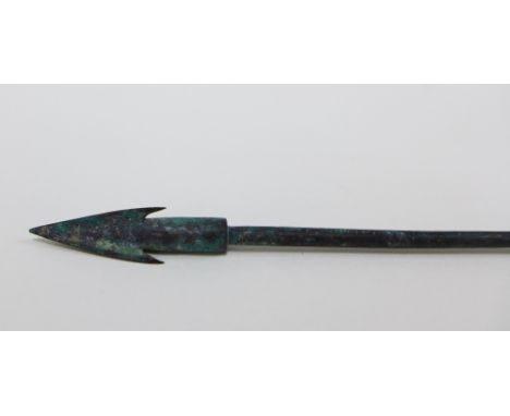 Shang Dynasty bronze crossbow bolt, reputedly from a hoard found in the Shang Dong province, China, 27cm 