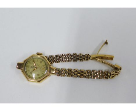 Lady's vintage Tudor wristwatch on a 9ct gold bracelet strap 