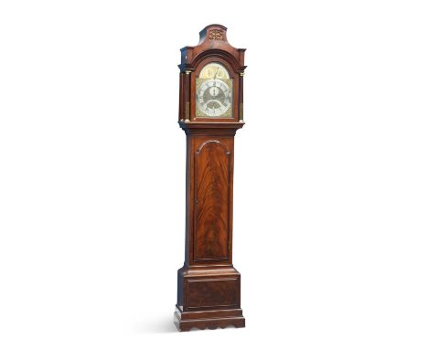 A GEORGE III MAHOGANY MUSICAL LONGCASE CLOCK, THOMAS HUNTER JUNIOR, LONDON FOR THE GERMAN MARKET the 12-inch brass break-arch