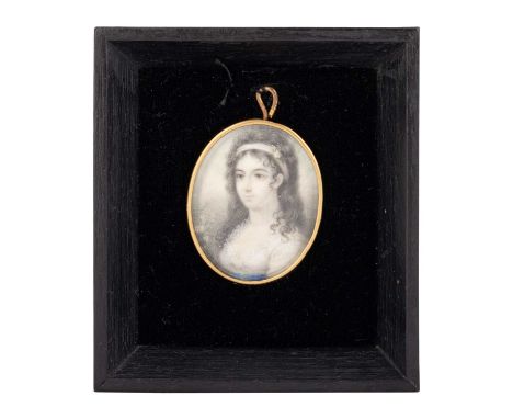 18TH/ EARLY 19TH CENTURY EUROPEAN SCHOOL PORTRAIT MINIATURE OF A LADY  § On ivory, in a yellow metal frameWith non-transferab