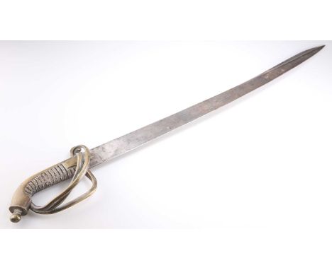 A RUSSIAN NAVAL SWORD, 1855 PATTERN, LATE 19TH/EARLY 20TH CENTURY the blade double-edged for the last third and terminating i