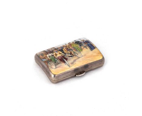 A VICTORIAN SILVER AND ENAMEL CIGARETTE CASE by Sampson Mordan &amp; Co, London 1895, of rounded rectangular form, shaped for