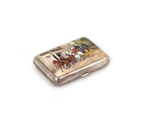 A VICTORIAN SILVER AND ENAMEL CIGARETTE CASE by Sampson Mordan &amp; Co, London 1890, of rounded rectangular form, the hinged