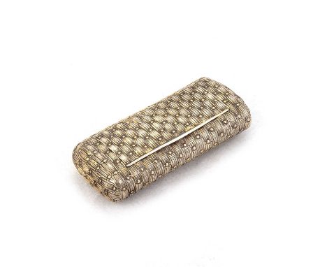 A GEORGE III SILVER-GILT SNUFF BOX maker's mark indistinct, London 1804, of oval section, cast as basket-work. 8.5cm wide, 3.