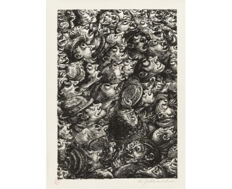                     WEBER,             Andreas Paul (1893 Arnstadt - 1980 Schretstaken)    "Der Blick hinauf"Lithografie. Im 