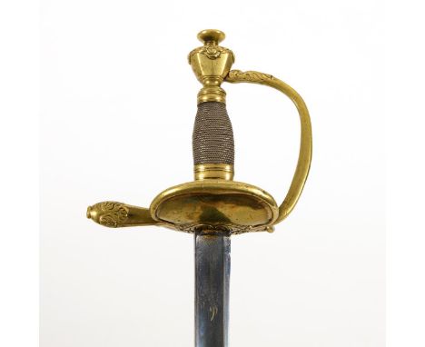 Degen.             Klinge L 82 cm, Gesamt L 103 cm.             Gerade, einschneidige Klinge mit breitem Hohlschliff, unteres