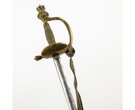 Infanterie Offiziersdegen - Kronendegen. Klinge gemarkt: "P. Knecht", "Solingen". Preußen.             Klinge L 83 cm, Gesamt