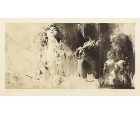                     BÖTTGER,             Klaus (1942 Dresden - 1992 Wiesbaden)    "3 Schwestern"Lithografie. Bleistiftsignatu
