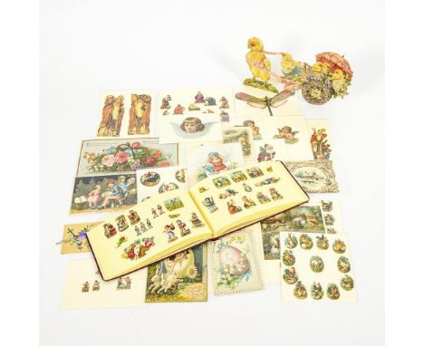 Konvolut Luxuspapiere Weihnachten und Ostern. 1 Album mit Oblaten. Selten gemarkt, z.B. Raphael Tuck & Sons. Um 1900.        