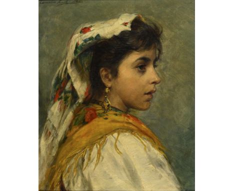                     ZACH-DORN,             Camilla(1859 Braunschweig - 1940 ebd.)    MädchenbildnisÖl/Leinwand. Links oben si