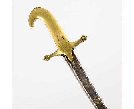 Säbel - Schaschka.             Klinge L 82 cm, Gesamt L 98 cm.             Gekrümmte, einschneidige Klinge mit breitem Hohlsc