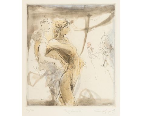                    GÖRG,             Jürgen (*1951 Dembach)    "Reflexion VII"Farbradierung. Bleistiftsignatur. [19]98. Exem
