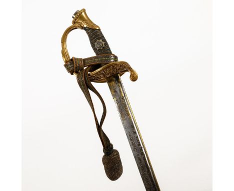 Sächsischer Infanterie Offiziersdegen - "Schießprämiendegen 1906". Klinge gemarkt: "Weyersberg, Kirschbaum & Co., Solingen". 