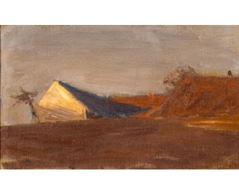                     KAMPMANN,             Gustav(1859 Boppard - 1917 Bad Godesberg)    Gehöft im MorgenlichtÖl/Leinwand/Karto