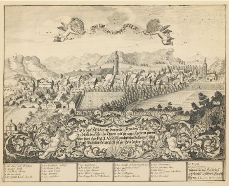                     PÜSCHEL,             Johann Joachim    Ansicht von JenaJüngerer Nachdruck. Druckplatte: 31,5 x 39,5 cm. G