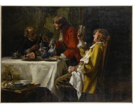                    SCHRÖDER,             Albert Friedrich(1854 Dresden - 1939 München)    Landsknechte beim TrinkenÖl/Leinwa