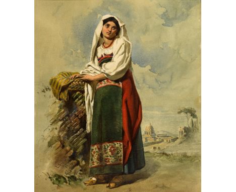                     GOEBEL,             Carl(1824 Wien - 1899 ebd.)    Junge ItalienerinAquarell. Links unten mit Bleistift s