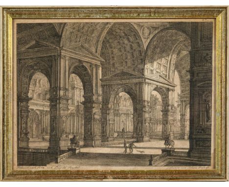                     BALZER,             Johann (1736 - 1799)    4 architektonische Innenansichten4 Kupferstiche. Gerahmt & hi