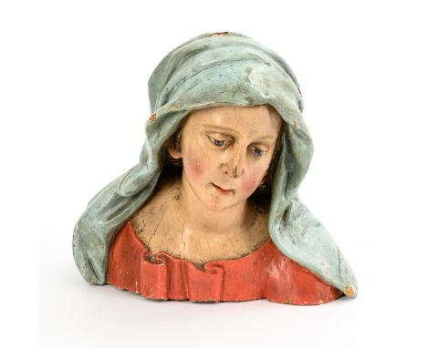                     GÜNTHER,             Ignaz Umkreis?    MadonnenbüsteLindenholz polychrom gefasst, rückseitig Ansatz einer