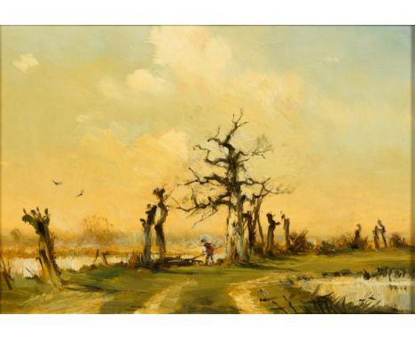                     LATTKE,             Fritz(1895 Neuendorf - 1980 Oberweimar)    Weite TeichlandschaftÖl/Malkarton. Rechts 