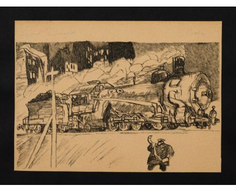                     FEININGER,             Lyonel (1871 New York City - 1956 New York City)    "Die Überlokomotive"Lithografi