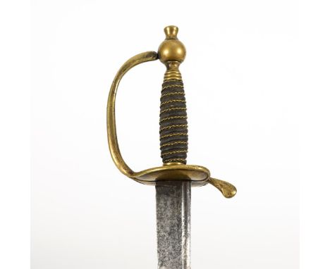 Schwerer Degen mit Inschriften.             Klinge L 94,5 cm, Gesamt L 112 cm.             Gerade, einschneidige Klinge mit s