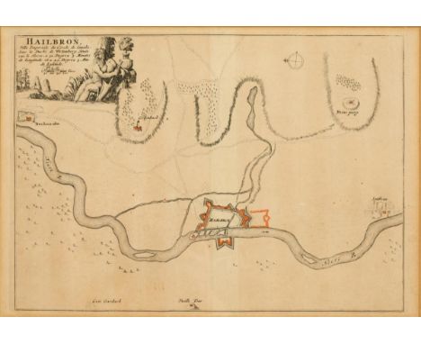                     DE FER,             Nicolas (1646 Paris - 1720 Paris)    Historischer Plan der Umgebung um HeilbronnKupfe