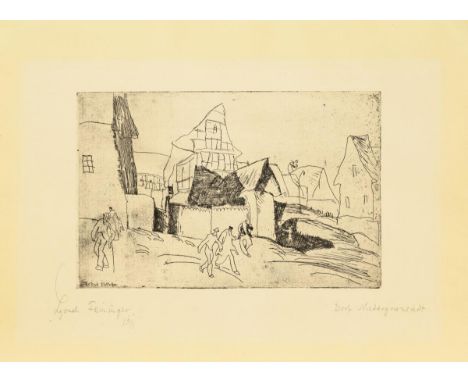                     FEININGER,             Lyonel (1871 New York City - 1956 New York City)    "Dorf Niedergrunstedt"Radierun