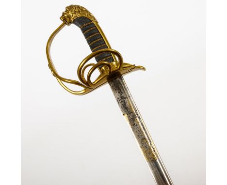 Gardereiter-Offizierspallasch, 1881, Modifizierung. Klinge gemarkt "Eisenhauer".             Klinge L 81, Gesamt L 98 cm.    