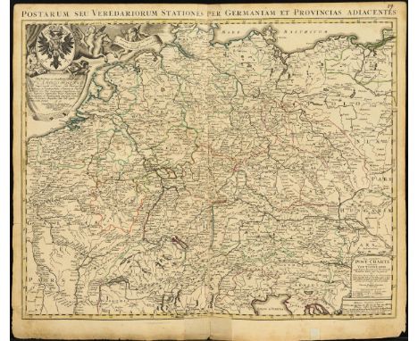                     HOMANN,             Johann Baptist (1664 Oberkammlach - 1724 Nürnberg)    Historische Postroutenkarte von
