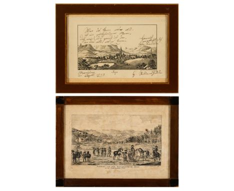             2 Ansichten von Rudolstadt und JenaGerahmt & hinter Glas : Je 15,5 x 21 cm.             "Aussicht von der Ditters