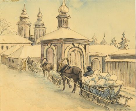                     SAMOKISH,             Nikolai Semenovich (1860 Neschin - 1944 Simferopol)    Russische Stadt mit Schlitte