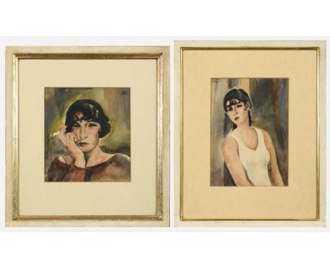                     SIGRIST,             Karl(1885 Stuttgart - 1986 Ludwigsburg)    Zwei FrauenbildnisseAquarell. Rechts bzw.