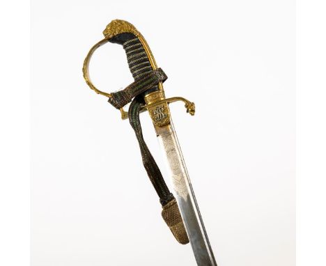 Artillerie Offizierssäbel. Klinge bezeichnet "Eisenhauer". Nach 1900. Sachsen.             Klinge L 77,5 cm, Gesamt L 94 cm. 