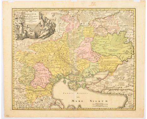                     HOMANN,             Johann Baptist (1664 Oberkammlach - 1724 Nürnberg)    Landkarte der UkraineKolorierte