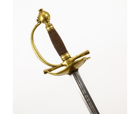 Kleiner Degen für Kürassieroffiziere. Klinge gemarkt. 18. Jahrhundert. Preußen.             Klinge L 75 cm, Gesamt L 93 cm.  