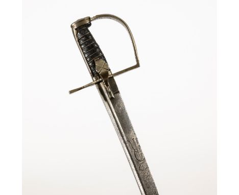 Ulanensäbel, 1745/46. Sachsen.             Klinge L 89 cm, Gesamt L 100.5 cm.             Einschneidig gekrümmte, in der Spit