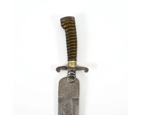 Jagdplaute. Wohl 1. Hälfte 19. Jahrhundert.             Klinge L 32 cm, Gesamt L 47,5 cm.             Breite einschneidige, i